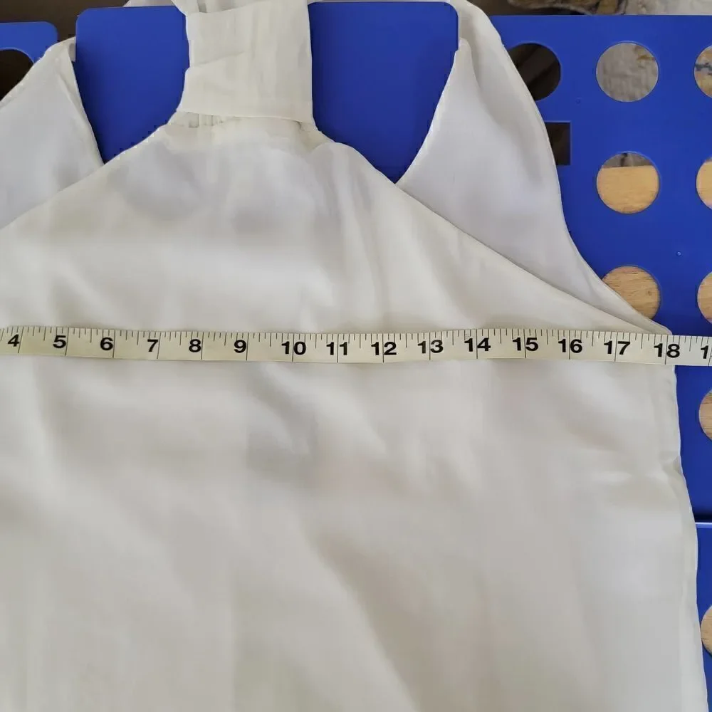 Greylin Racerback Sequin Bead Embellished Boho Tank Top Blouse White Medium